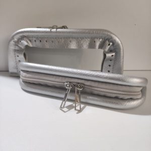 Chiusura A Molla Ecopelle Con Zip 20x9 Argento