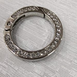 Moschettone Ventaglio Con STRASS 35 mm LB010.31 Argento