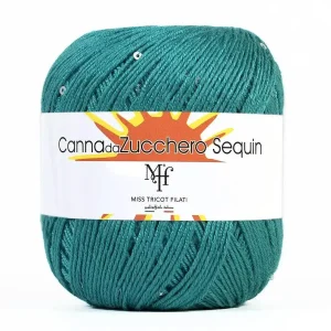 CANNA DA ZUCCHERO SEQUIN - Miss Tricot Filati col.8 VERDE COBALTO