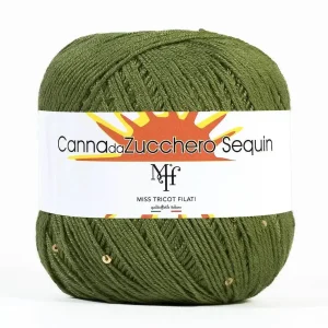 CANNA DA ZUCCHERO SEQUIN - Miss Tricot Filati col.9 VERDE MILITARE